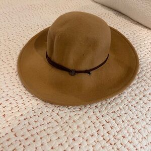 Tan Floppy Women's Hat with Brown Tie